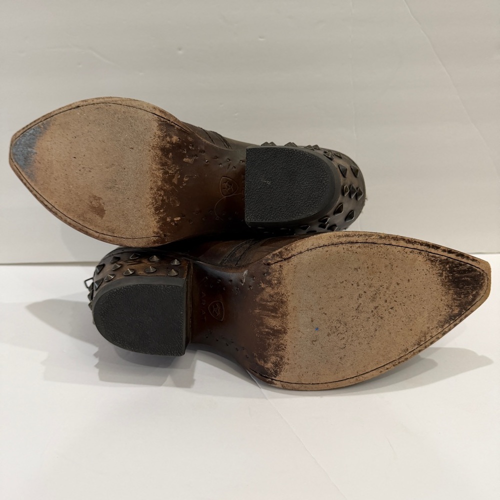 Ariat Women's Brown Leather Western Ankle Boots - Picture 7 of 8